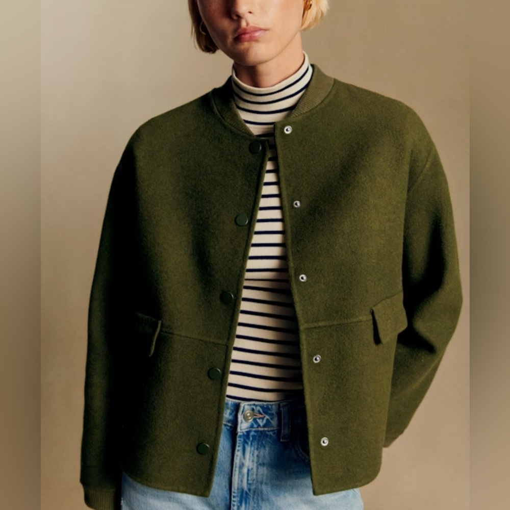 NWT Authentic Sezane Suzy Coat Jacket In Garden Green 4 US $320 Double Face Wool
